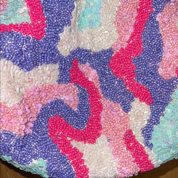 🩷💜🩵 ✨GORGEOUS PINK, PURPLE & BLUE Beaded Shoulder Bag!!! ✨ - Picture 3 of 6
